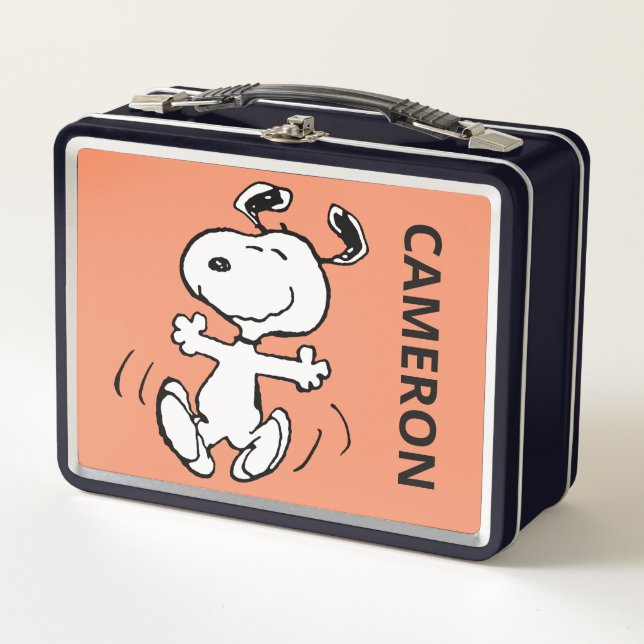 Lunch Box Une danse joyeuse de Snoopy | Ajouter Votre Nom (Devant)