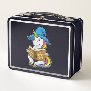 Lunch Box Unicorne en tant qu'assistant avec livre et Casque