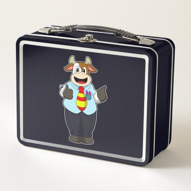 Lunch Box Vache comme enseignant avec Cravate (Devant)