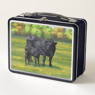 Lunch Box Vache d'Angus noir et veau mou en pâturage d'été