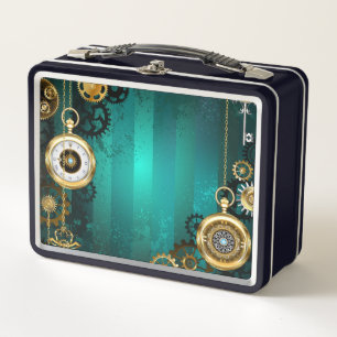 Lunch Box Veille bijoux Steampunk sur un Arrière - plan vert