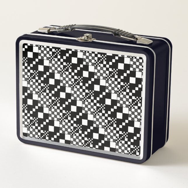 Lunch Box Vérifié, Chèques - noir et blanc (Devant)