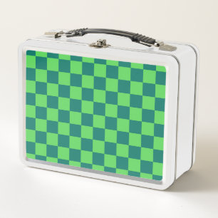 Lunch Box Vert bleu À damiers En vichy Motif
