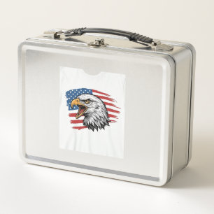 Lunch Box Vintage Eagle Drapeau Patriote Vector Design de T-