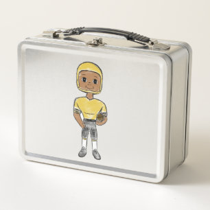 Lunch Box vintage retro football player black yellow simple