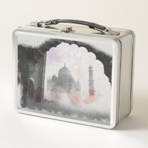 Lunch Box Vintage voyage de carte postale Taj Mahal