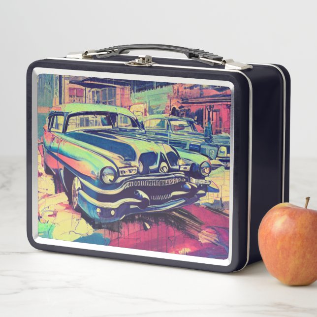Lunch Box Voitures Abstraites classiques 1950 Boîte à lunch  (En situation)