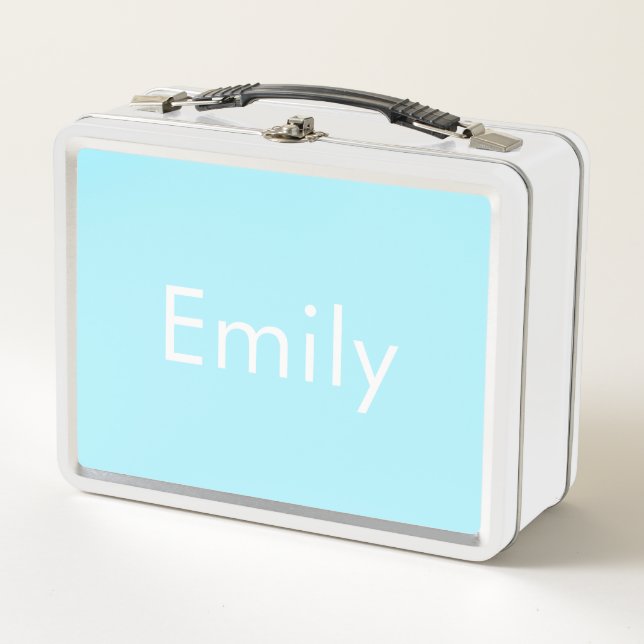Lunch Box Votre propre nom ou mot | Ciel bleu doux (Devant)
