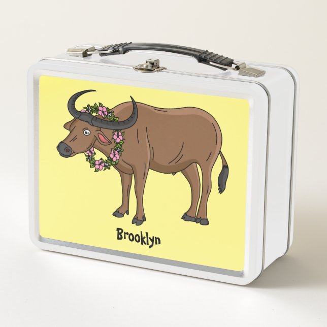 Lunch Box Water buffalo with flowers (Devant)