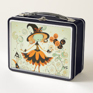 Lunch Box whimsical/sorcière/citrouille/chute