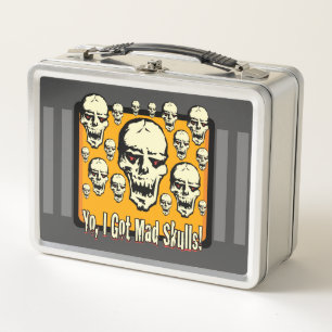 Lunch Box Yo J'Ai Mad Skuls Frame Gfx Gris Stripes