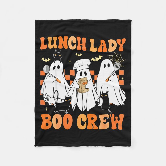 Lunch Lady Boo Crew Ghost Chef Funny Cafeteria Wor Fleecedecke (Vorderseite)