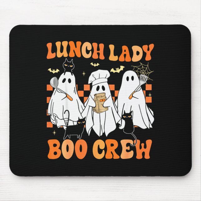 Lunch Lady Boo Crew Ghost Chef Funny Cafeteria Wor Mousepad (Vorne)