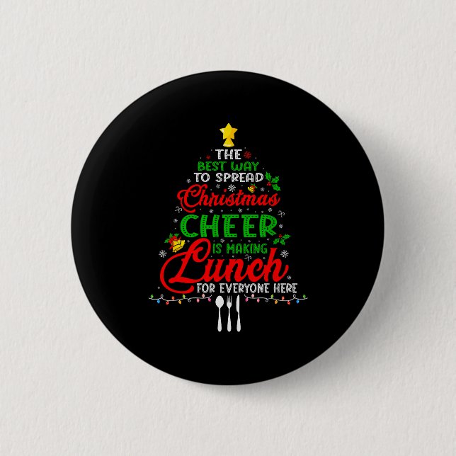 Lunch Lady Christmas Xmas School Cafeteria Lunch L Button (Vorderseite)