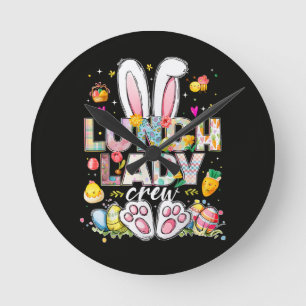 Lunch Lady Crew Lustiger Hase Runde Wanduhr