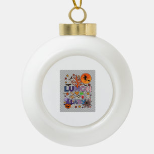 Lunch Lady Halloween Hexe Mond Kürbis_1 Keramik Kugel-Ornament