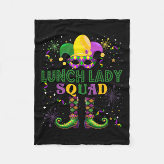 Lunch Lady Squad Mardi Gras Masked Proud Job Team Fleecedecke