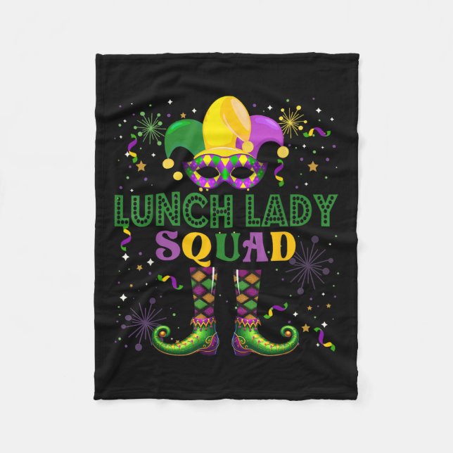 Lunch Lady Squad Mardi Gras Masked Proud Job Team Fleecedecke (Vorderseite)