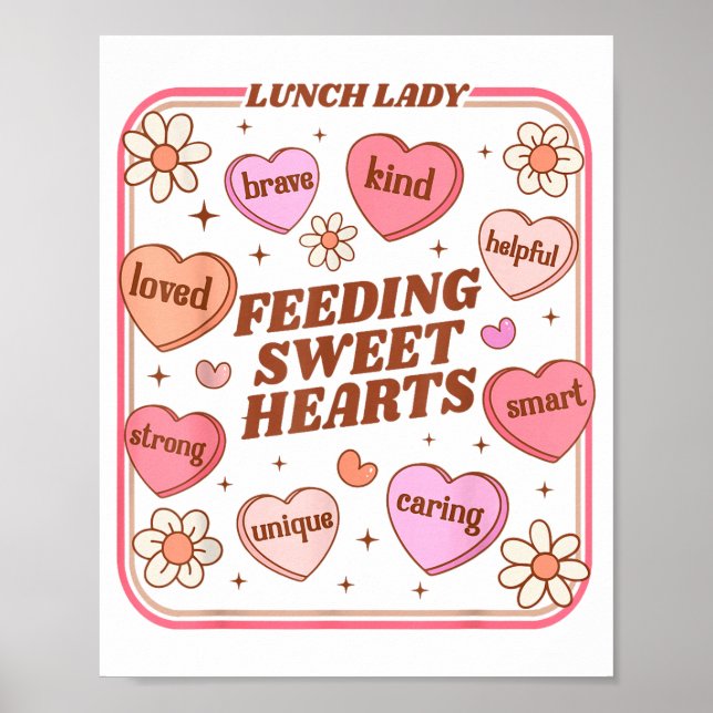 Lunch Lady Valentines Day Retro Cute Cafeteria Swe Poster (Vorne)