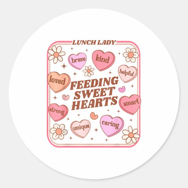 Lunch Lady Valentines Day Retro Cute Cafeteria Swe Runder Aufkleber (Vorderseite)
