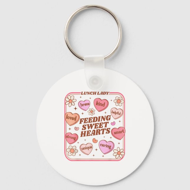 Lunch Lady Valentines Day Retro Cute Cafeteria Swe Schlüsselanhänger (Vorderseite)