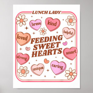 Lunch Lady Valentinstag Retro Süße Cafeteria Swe Poster
