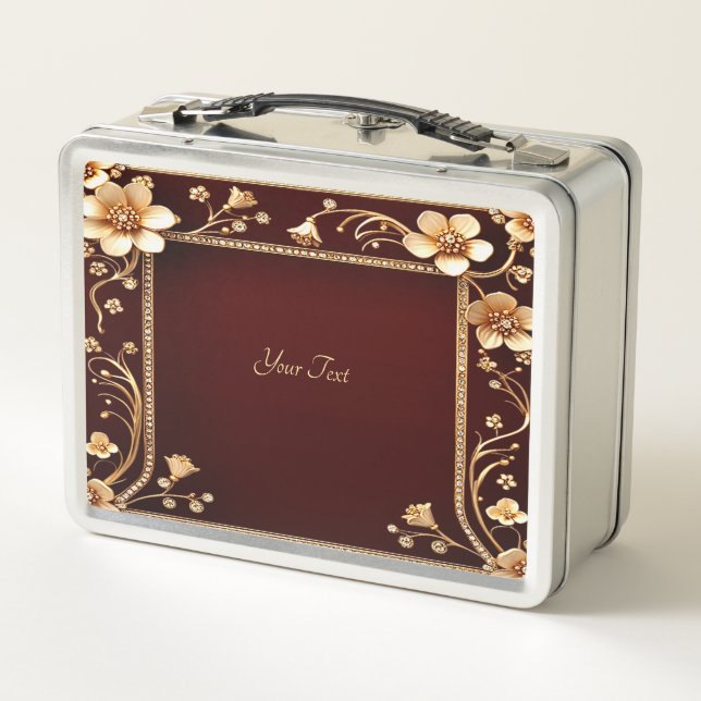 Lunchbox Bourgogne aux fleurs dorées (Dos)