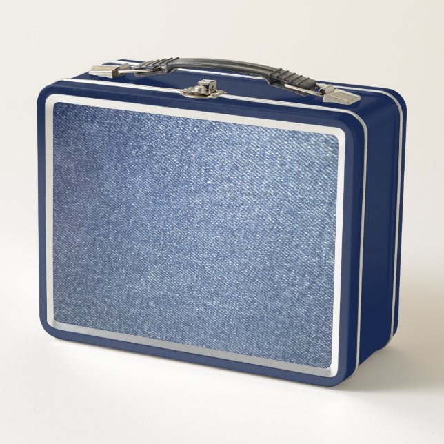 Lunchbox en métal bleu Jean (Devant)