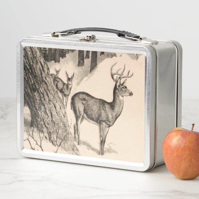 Lunchbox en métal de cerf d'hiver (En situation)