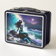 Lunchbox en métal de sirène de minuit