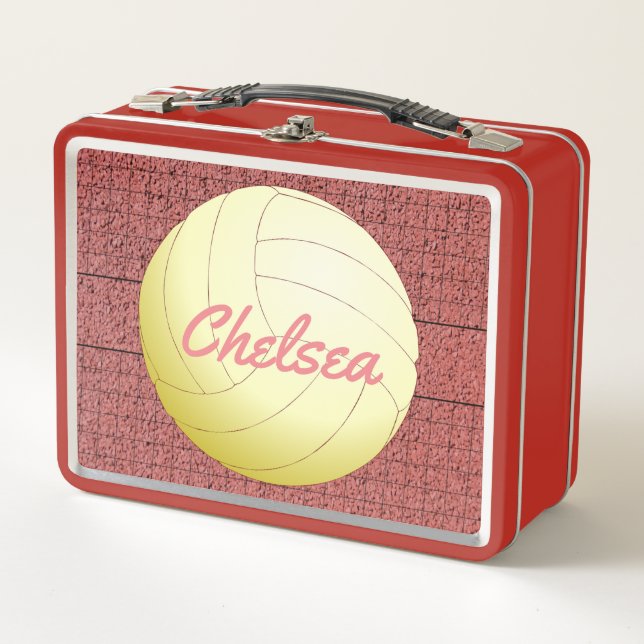 Lunchbox en métal de volley-ball personnalisé sur  (Devant)