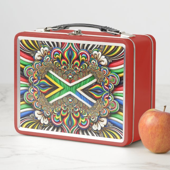 Lunchbox en métal inoxydable aux couleurs sud-afri (En situation)