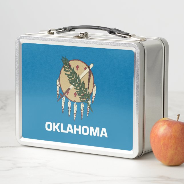 Lunchbox en métal inoxydable avec drapeau de l'Okl (En situation)