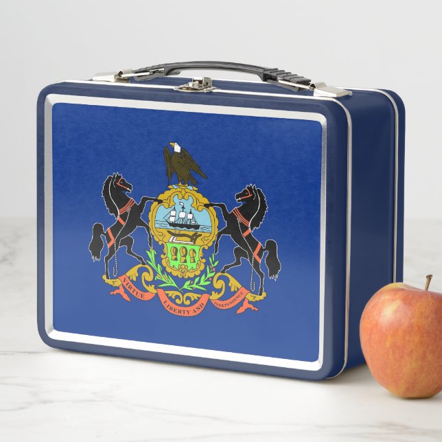 Lunchbox en métal inoxydable avec drapeau de Penns (En situation)