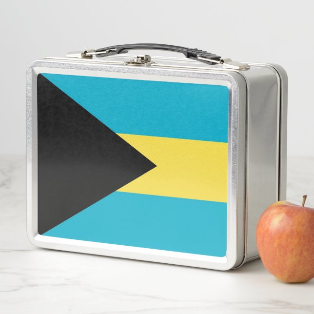 Lunchbox en métal inoxydable avec drapeau des Baha (En situation)