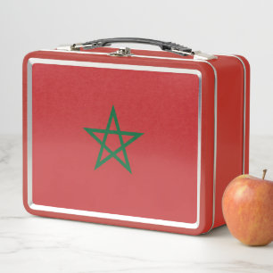 Lunchbox en métal inoxydable avec drapeau du Maroc