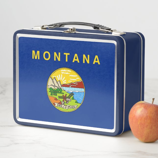 Lunchbox en métal inoxydable avec drapeau du Monta (En situation)