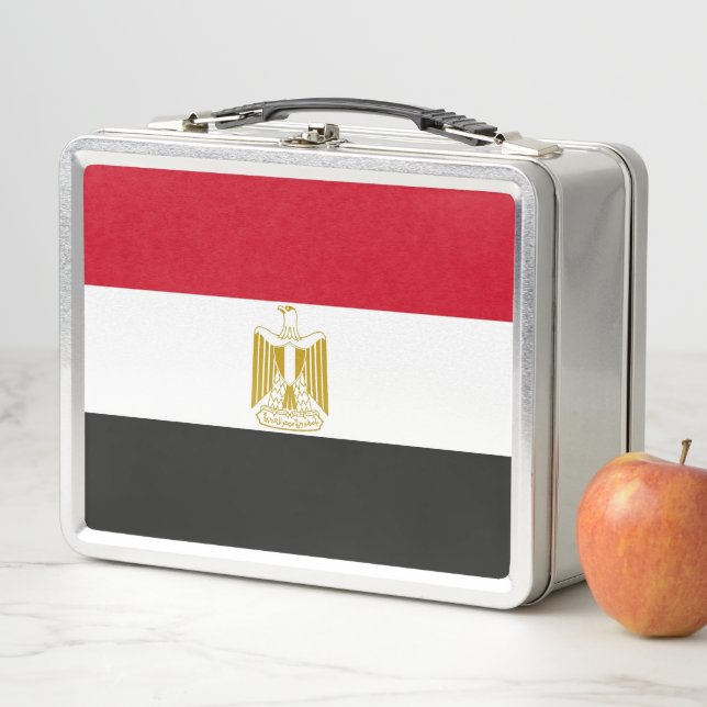 Lunchbox en métal inoxydable avec drapeau égyptien (En situation)