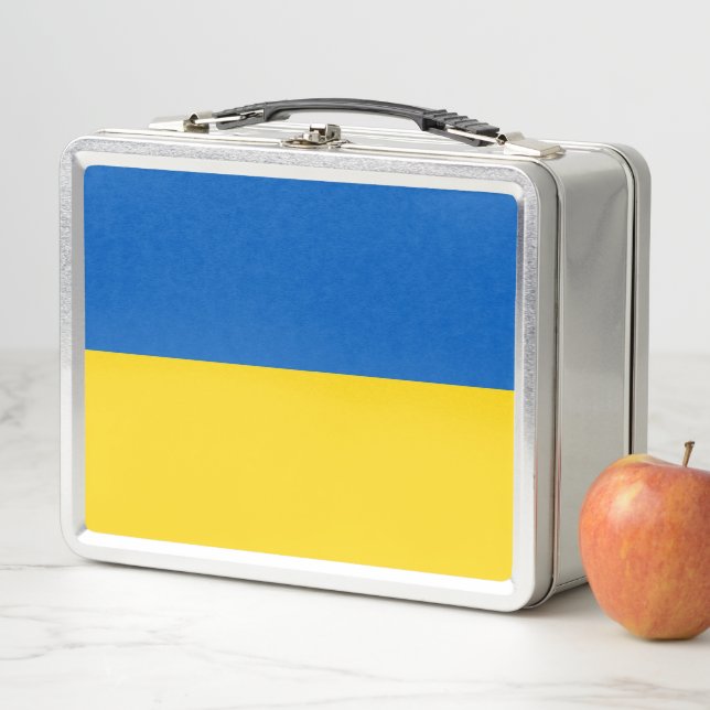 Lunchbox en métal inoxydable avec drapeau ukrainie (En situation)