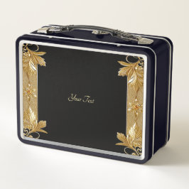 Lunchbox Floral Orné Noir Or