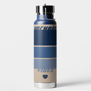 Lunchbox Vibes Retro Beige & Blue Colorway Streife Trinkflasche