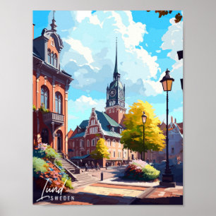 Lund Schweden Vintage-Reiseillustration Poster
