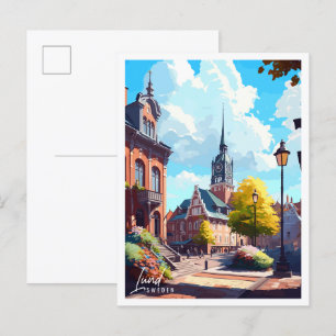 Lund Sweden Vintage Reise Illustration Postkarte