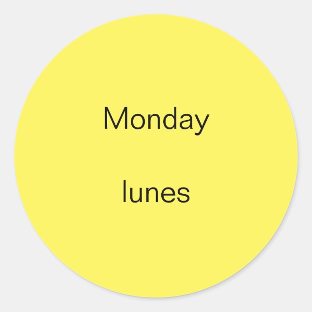 Lundi lunes Stickers anglais à espagnol (Devant)