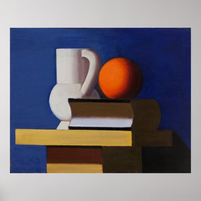 Lundstrøm's Arrangement with jug, orange and book Poster (Vorne)