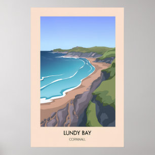 Lundy Bay Cornouailles Affiche de voyage moderne