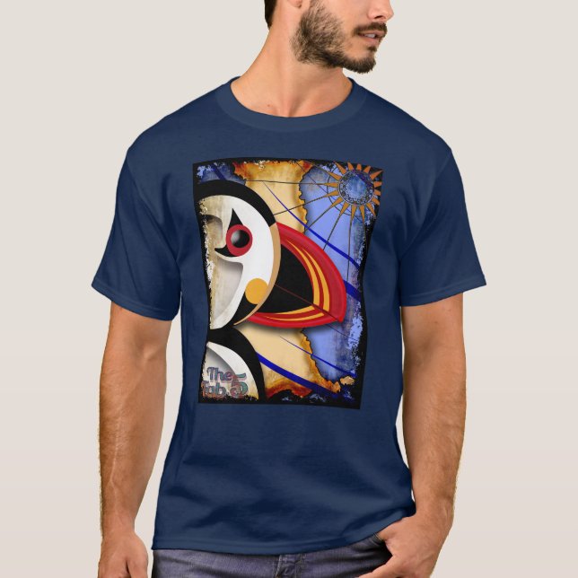 Lundy Puffin 3 Marine T-Shirt (Vorderseite)