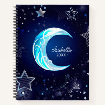 Lune céleste et étoiles Monogrammes Carnets