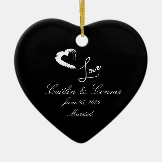 Lune Coeur Marié Ornement Mariage Cadeau (Devant)