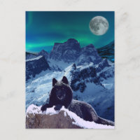 Lune de loup noir | Carte postale gothique
